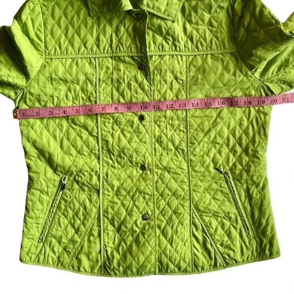 COCOON HOUSE Lime Green Light Weight Quilted Jacket Blazer Snap Closure M - Picture 4 of 8